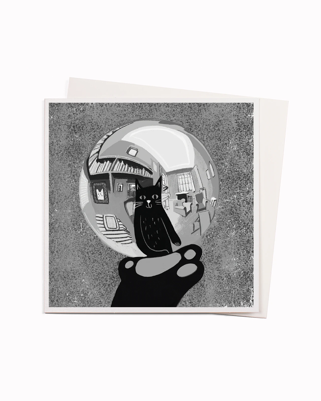 Paw with Reflecting Sphere ✍︎ Art Pun Greeting Card