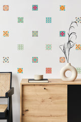 Peranakan Floral Tiles 🖼️ Reusable Fabric Decal