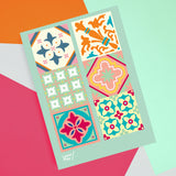 Peranakan Floral Tiles 🖼️ Reusable Fabric Decal