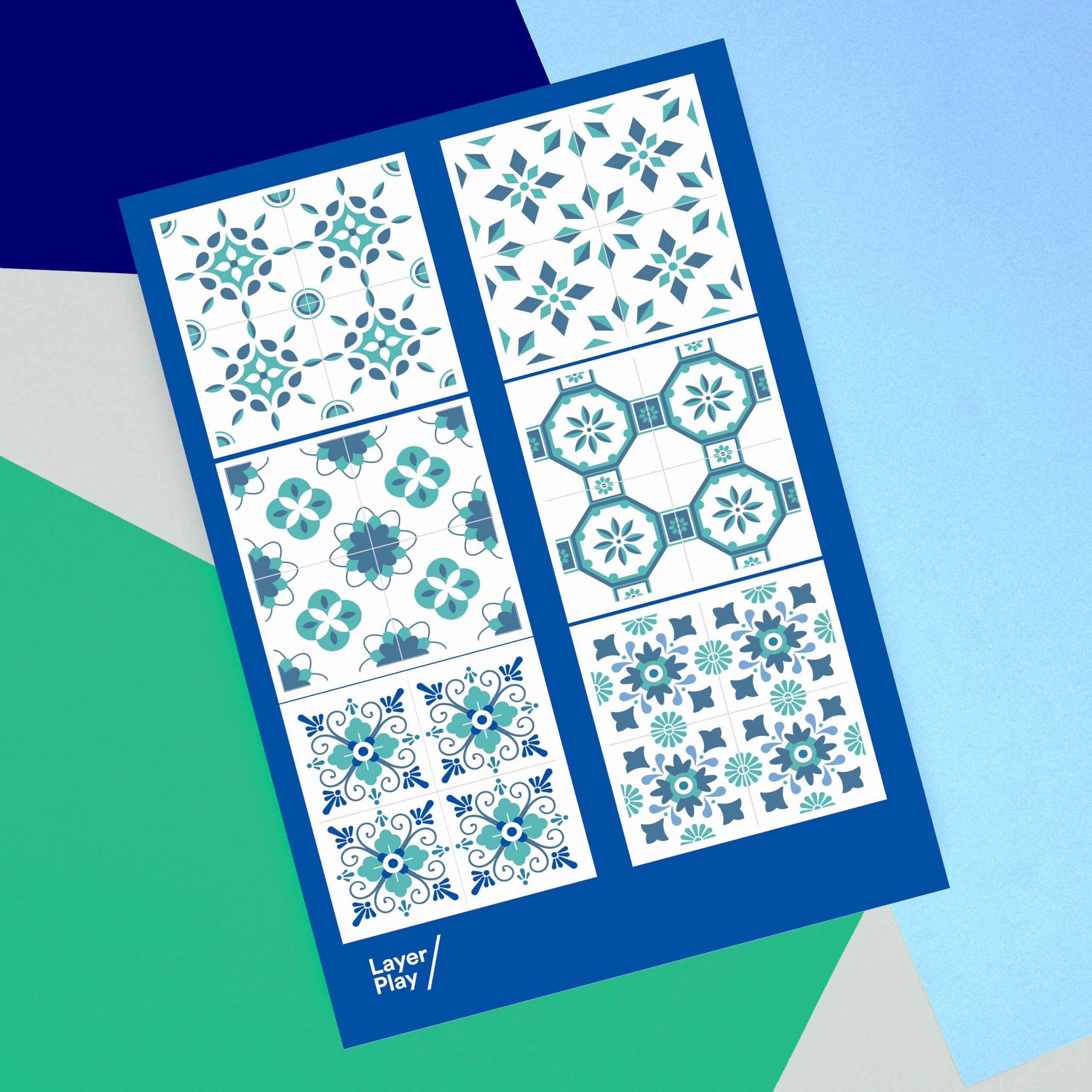 Peranakan Porcelain Tiles 🖼️ Reusable Fabric Decal