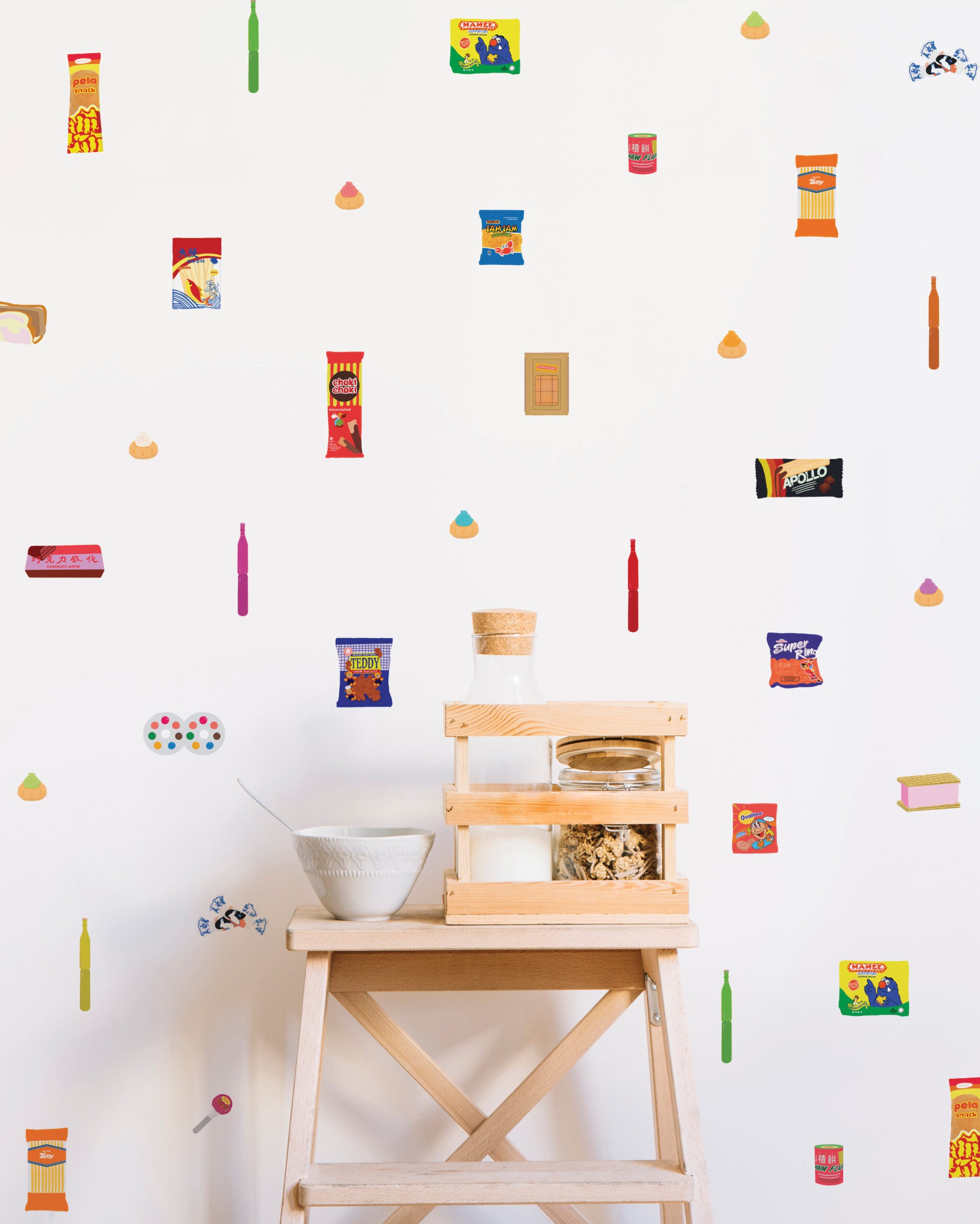 Singaporean Old School Snacks 🖼️ Reusable Fabric Decal