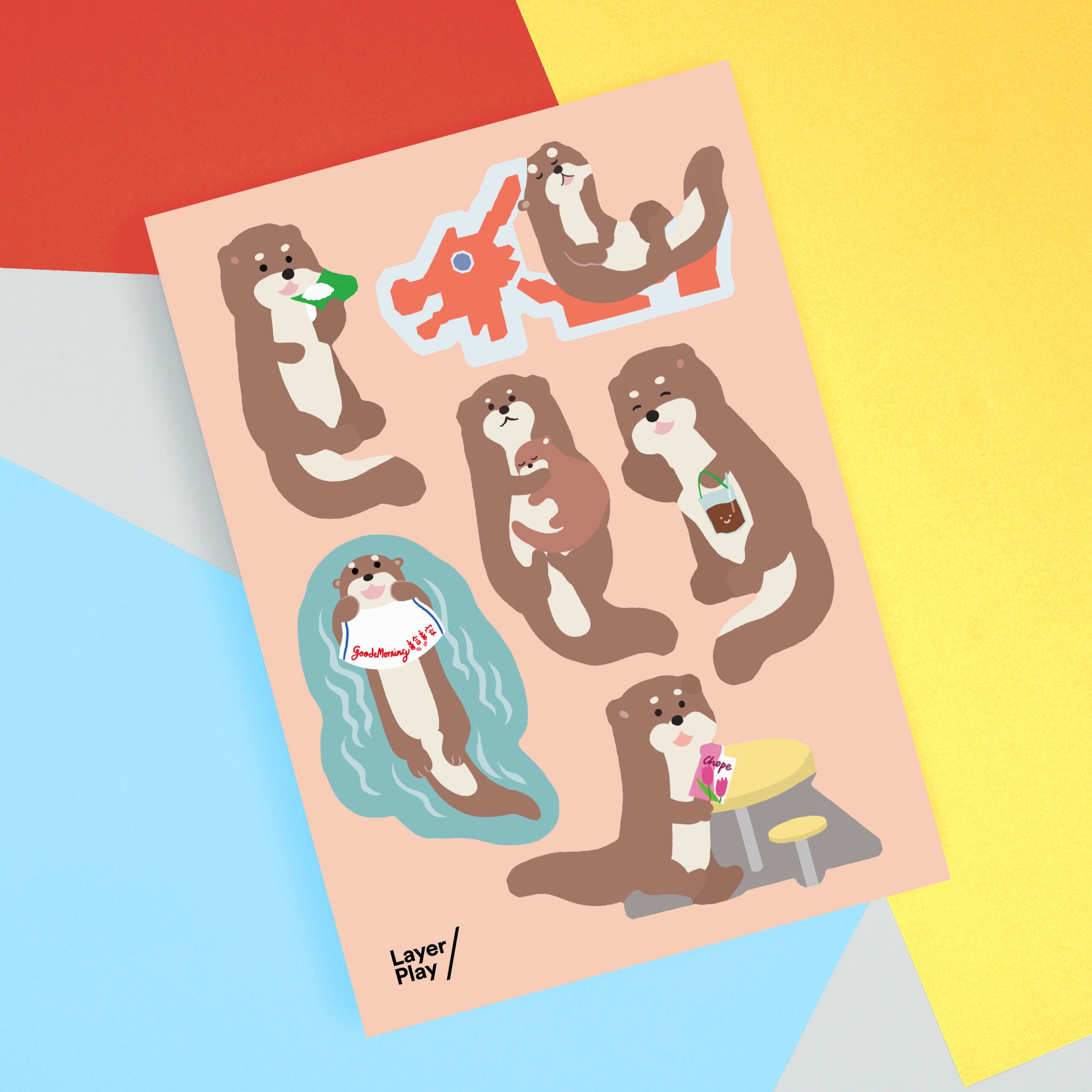 Singaporean Otters 🖼️ Reusable Fabric Decal