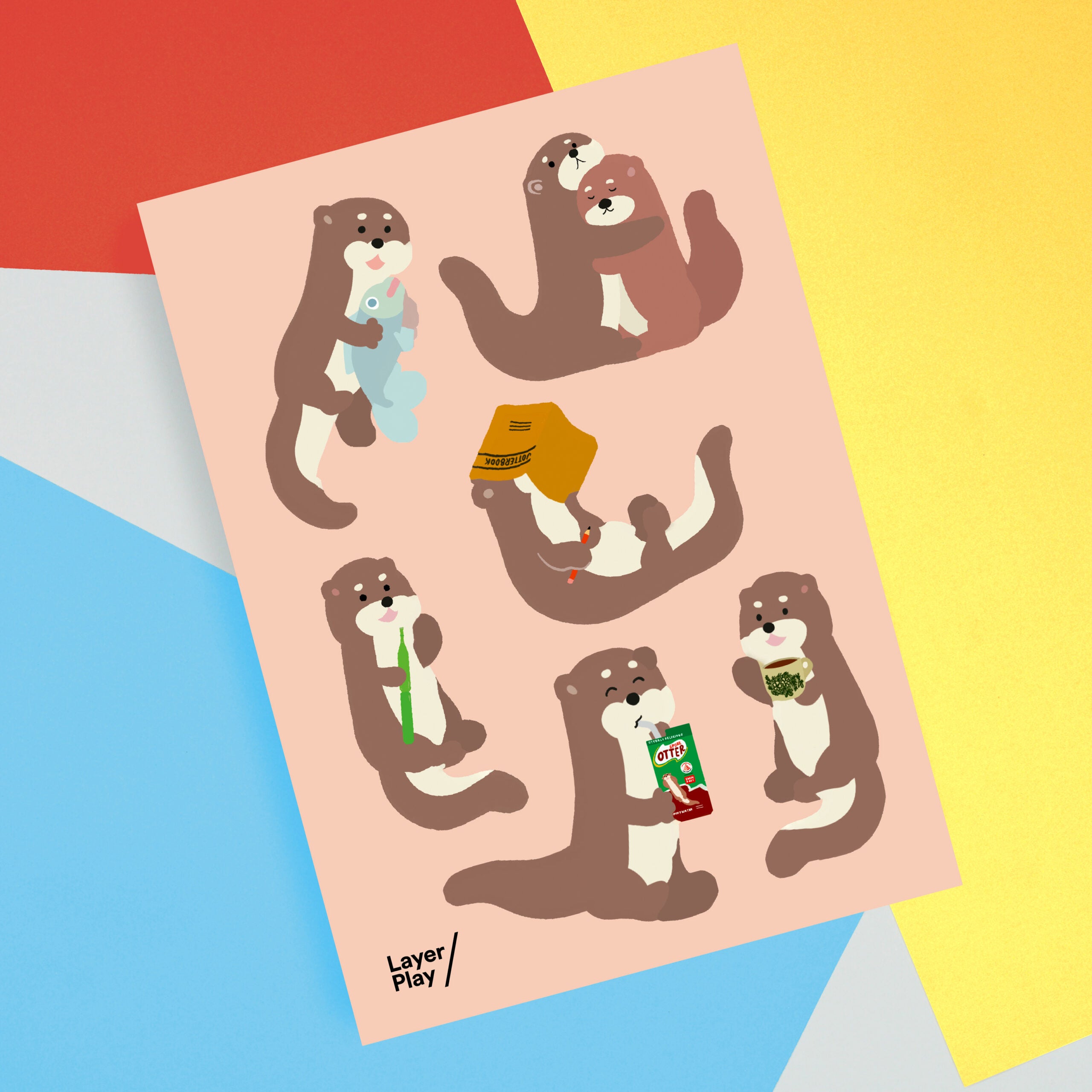 Singaporean Otters 🖼️ Reusable Fabric Decal